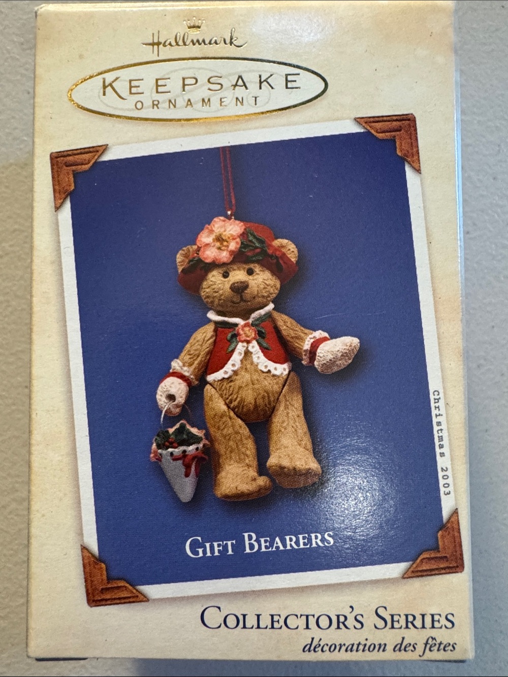 Hallmark Brown & Red Bear Keepsake Ornament with Floral Hat